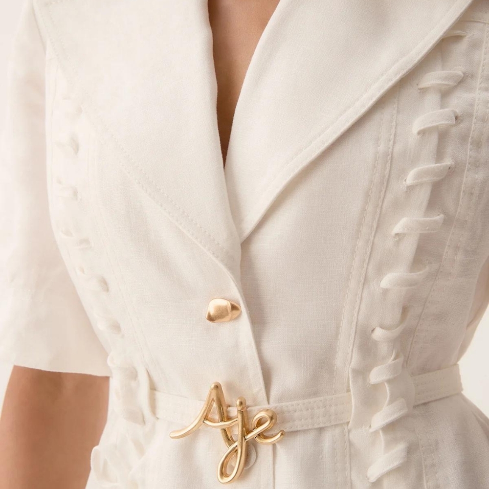 Aje Ana Mini Dress in Ivory - Picture 4 of 16